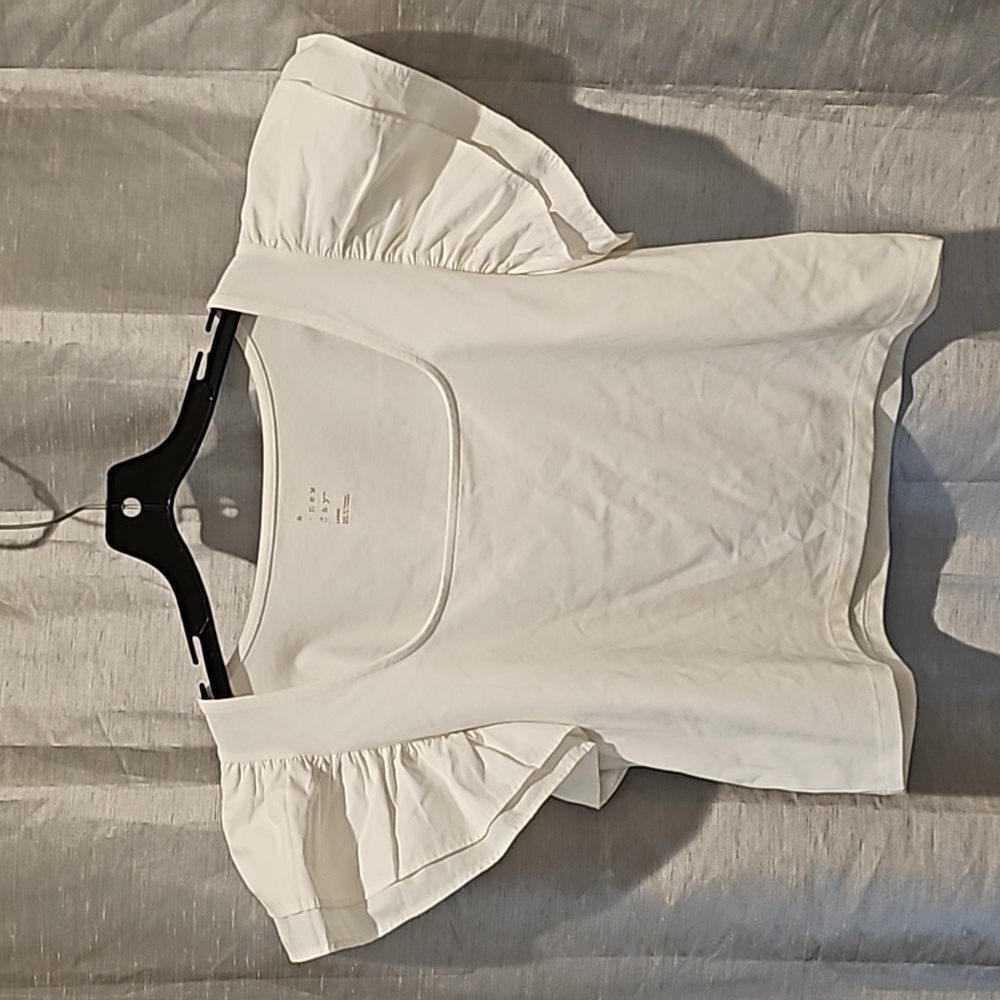 White Ruffle Sleeve Top